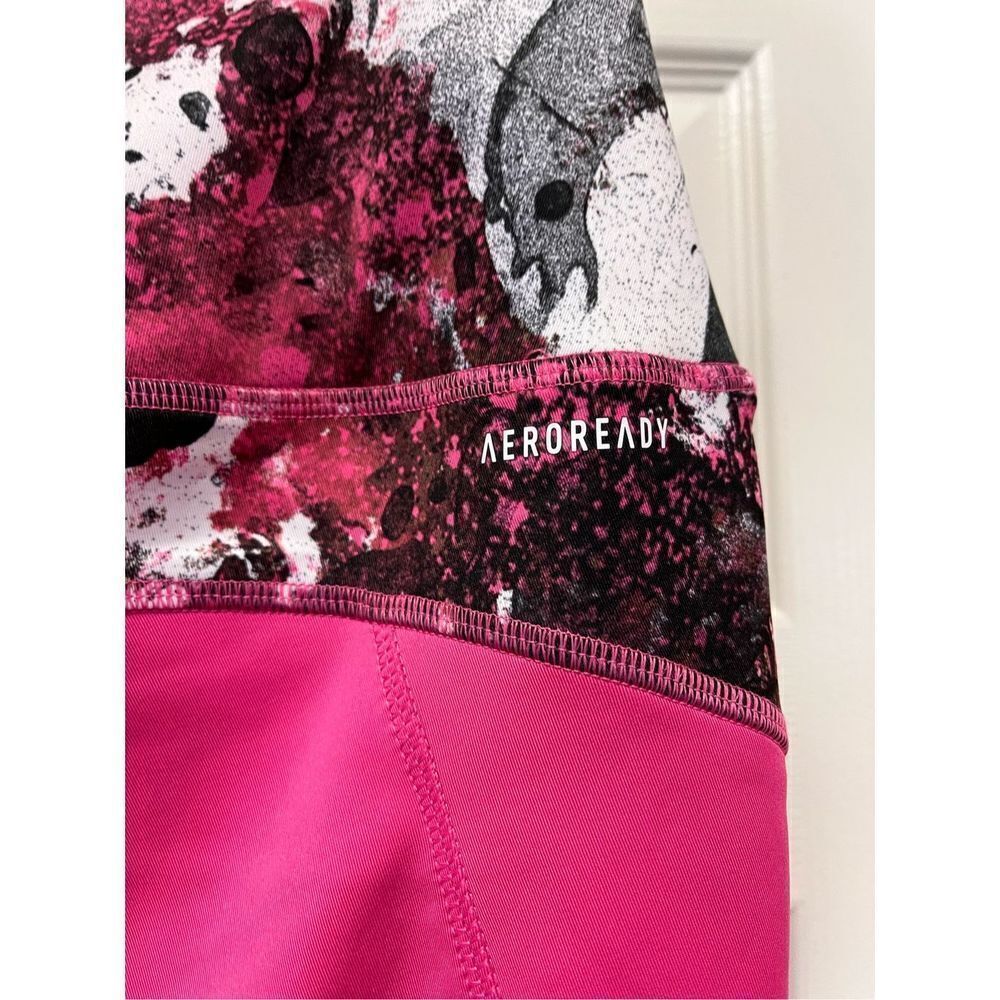 Adidas X Zoe Saldana Pink & Black Print 7/8 High Rise Primegreen Leggings sz 2X - Picture 4 of 7